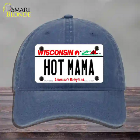 Hot Mama Wisconsin Novelty License Plate Hat Unconstructed Cotton / Navy