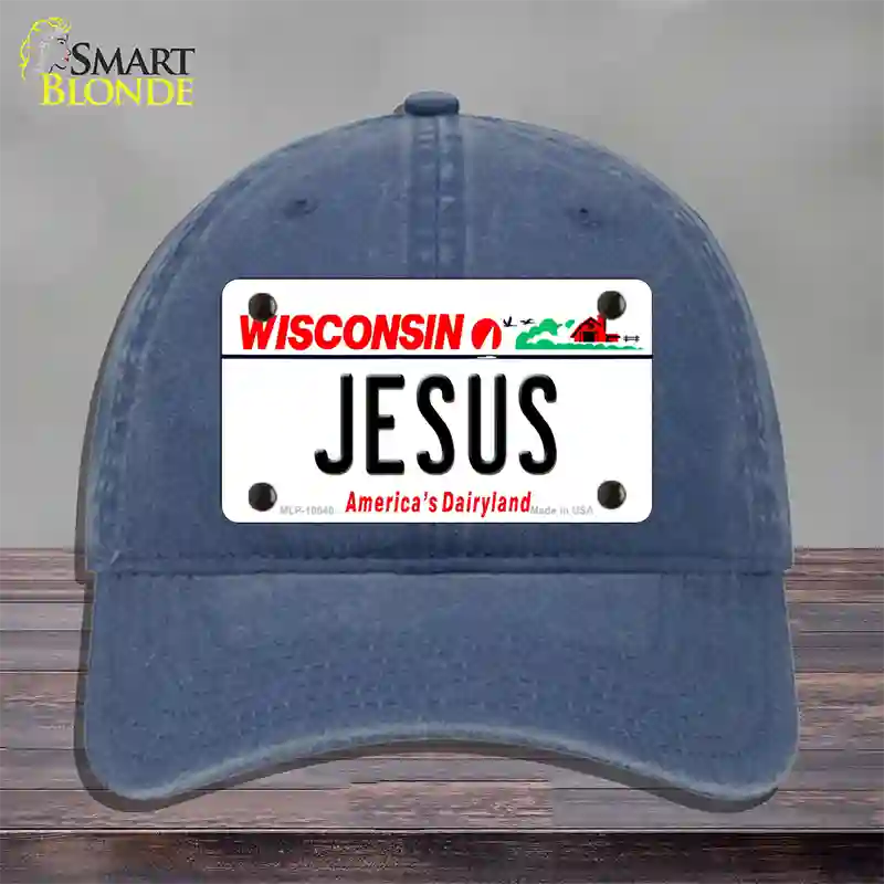 Jesus Wisconsin Novelty License Plate Hat Unconstructed Cotton / Navy