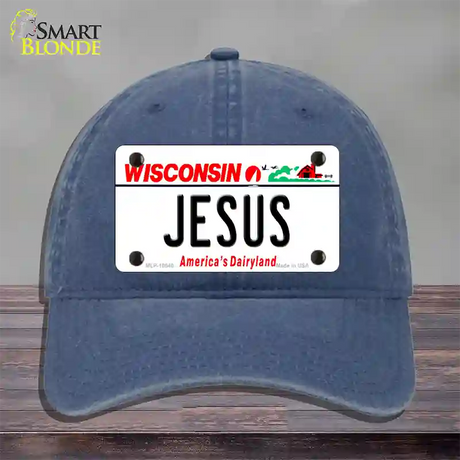 Jesus Wisconsin Novelty License Plate Hat Unconstructed Cotton / Navy