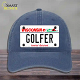 Golfer Wisconsin Novelty License Plate Hat Unconstructed Cotton / Navy