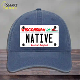 Native Wisconsin Novelty License Plate Hat Unconstructed Cotton / Navy