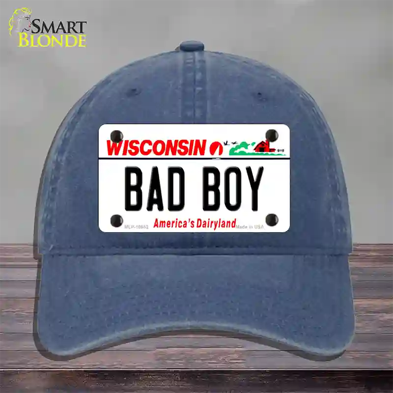 Bad Boy Wisconsin Novelty License Plate Hat Unconstructed Cotton / Navy