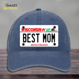 Best Mom Wisconsin Novelty License Plate Hat Unconstructed Cotton / Navy