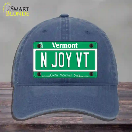 N Joy VT Vermont Novelty License Plate Hat Unconstructed Cotton / Navy