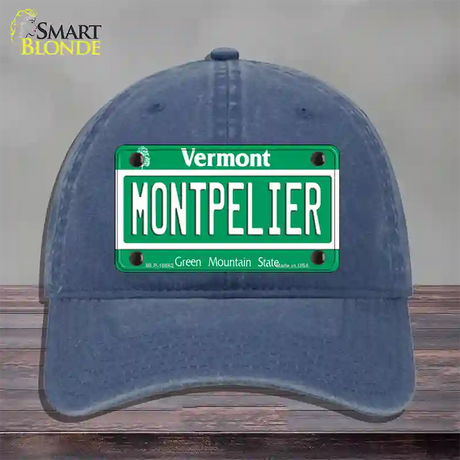 Montpelier Vermont Novelty License Plate Hat Unconstructed Cotton / Navy