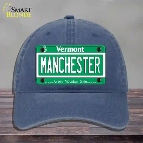 Manchester Vermont Novelty License Plate Hat Unconstructed Cotton / Navy