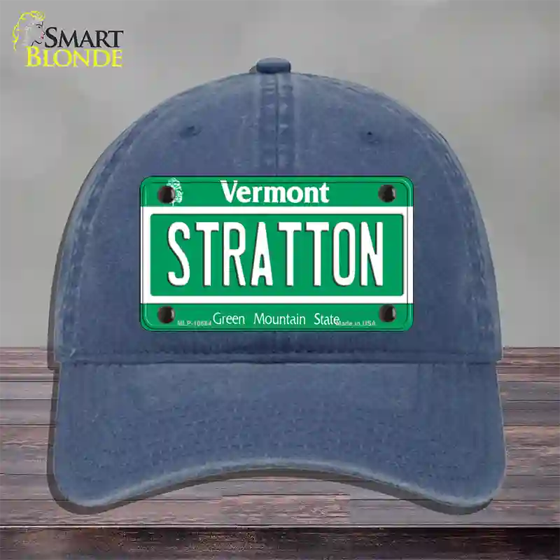 Stratton Vermont Novelty License Plate Hat Unconstructed Cotton / Navy