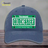 Colchester Vermont Novelty License Plate Hat Unconstructed Cotton / Navy