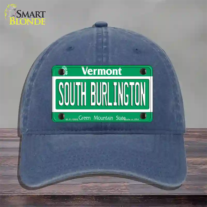 South Burlington Vermont Novelty License Plate Hat Unconstructed Cotton / Navy