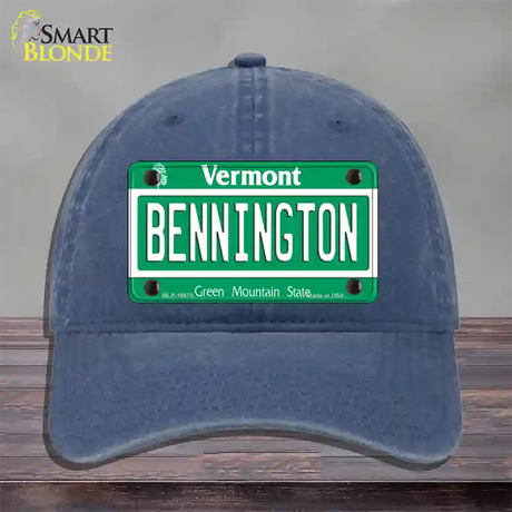 Bennington Vermont Novelty License Plate Hat Unconstructed Cotton / Navy