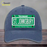 St Johnsbury Vermont Novelty License Plate Hat Unconstructed Cotton / Navy