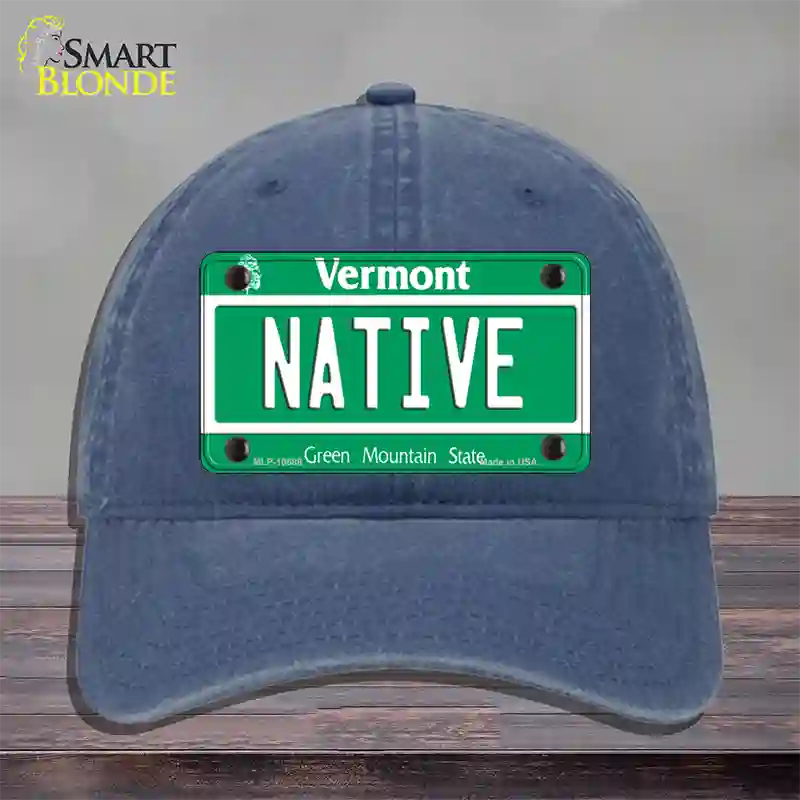 Native Vermont Novelty License Plate Hat Unconstructed Cotton / Navy