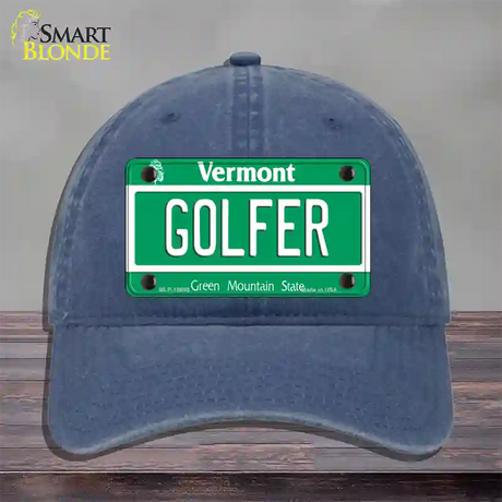 Golfer Vermont Novelty License Plate Hat Unconstructed Cotton / Navy