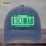 Bike It Vermont Novelty License Plate Hat Unconstructed Cotton / Navy