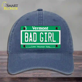 Bad Girl Vermont Novelty License Plate Hat Unconstructed Cotton / Navy