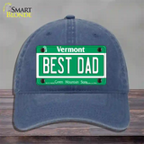 Best Dad Vermont Novelty License Plate Hat Unconstructed Cotton / Navy