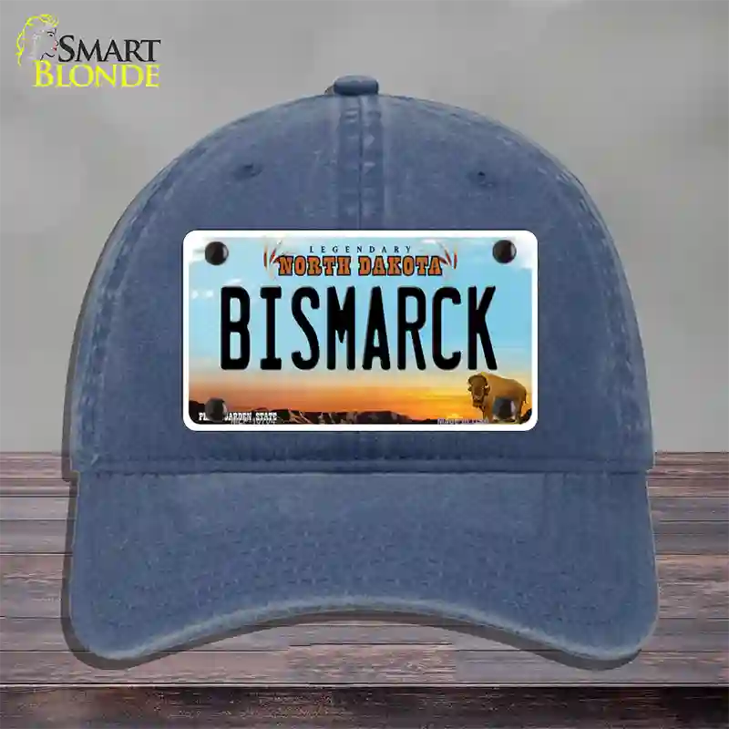 Bismarck North Dakota Novelty License Plate Hat Unconstructed Cotton / Navy