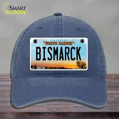 Bismarck North Dakota Novelty License Plate Hat Unconstructed Cotton / Navy