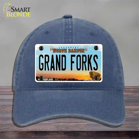 Grand Forks North Dakota Novelty License Plate Hat Unconstructed Cotton / Navy