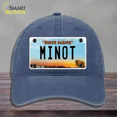 Minot North Dakota Novelty License Plate Hat Unconstructed Cotton / Navy