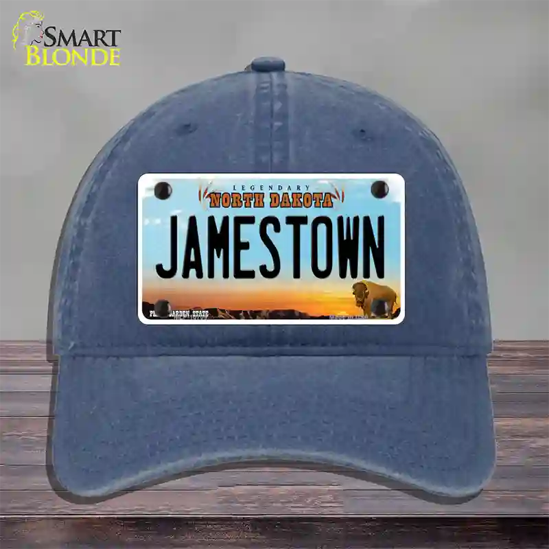 Jamestown North Dakota Novelty License Plate Hat Unconstructed Cotton / Navy