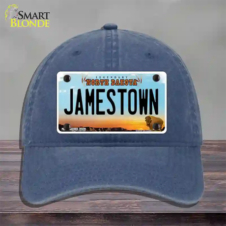 Jamestown North Dakota Novelty License Plate Hat Unconstructed Cotton / Navy