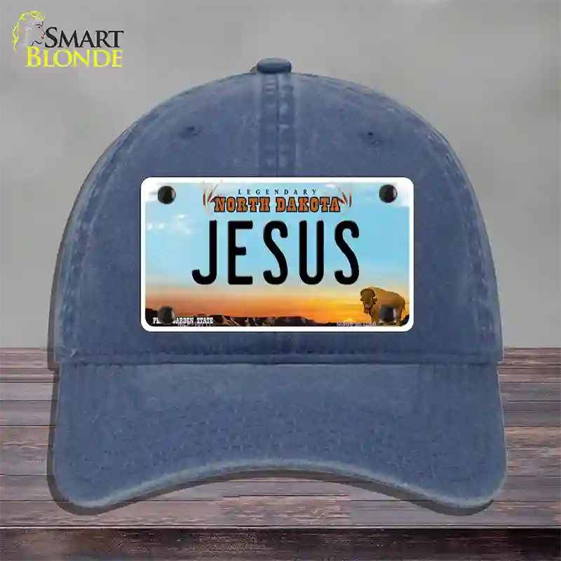 Jesus North Dakota Novelty License Plate Hat Unconstructed Cotton / Navy