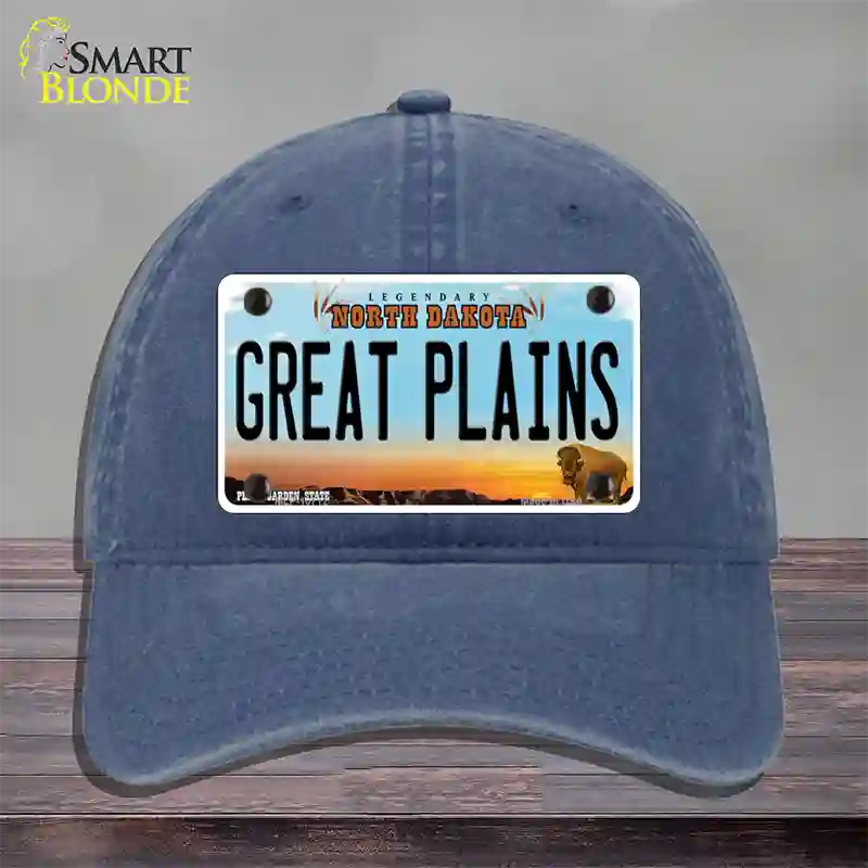 Great Plains North Dakota Novelty License Plate Hat Unconstructed Cotton / Navy