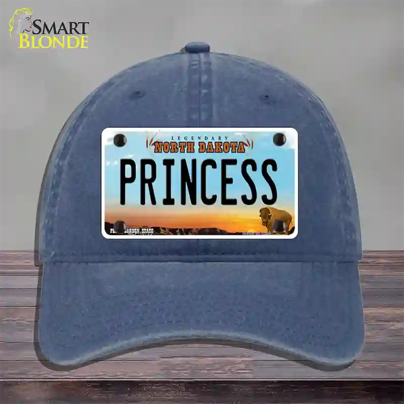 Princess North Dakota Novelty License Plate Hat Unconstructed Cotton / Navy