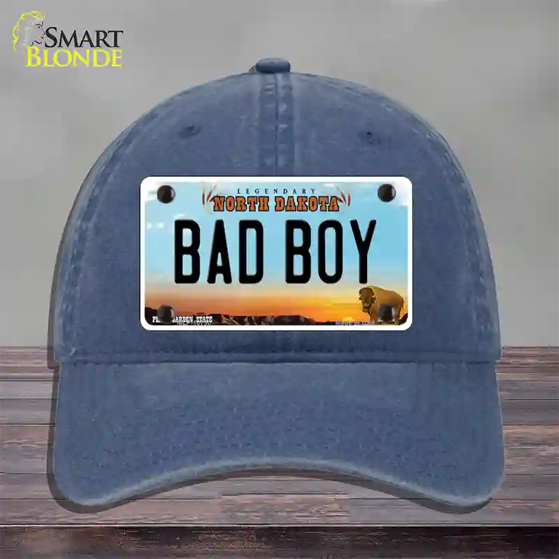 Bad Boy North Dakota Novelty License Plate Hat Unconstructed Cotton / Navy