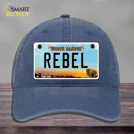 Rebel North Dakota Novelty License Plate Hat Unconstructed Cotton / Navy