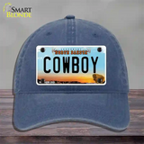 Cowboy North Dakota Novelty License Plate Hat Unconstructed Cotton / Navy