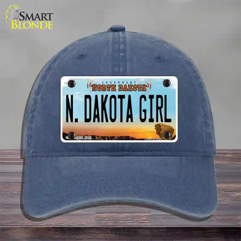 N Dakota Girl North Dakota Novelty License Plate Hat Unconstructed Cotton / Navy