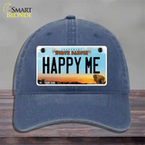 Happy Me North Dakota Novelty License Plate Hat Unconstructed Cotton / Navy