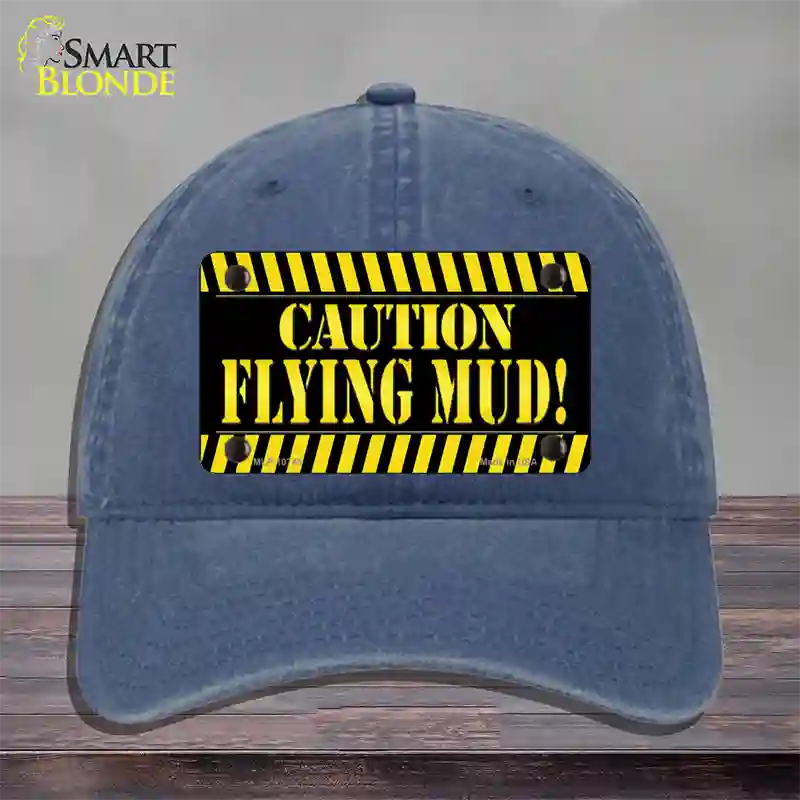 Caution Flying Mud Novelty License Plate Hat Unconstructed Cotton / Navy