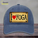 I Heart Yoga Novelty License Plate Hat Unconstructed Cotton / Navy