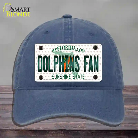 Dolphins Fan Florida Novelty License Plate Hat Unconstructed Cotton / Navy