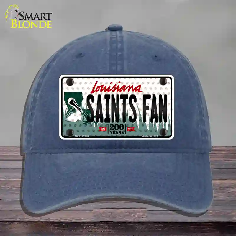 Saints Fan Louisiana Novelty License Plate Hat Unconstructed Cotton / Navy