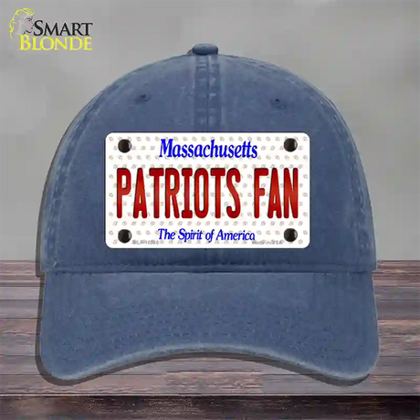 Patriots Fan Massachusetts Novelty License Plate Hat Unconstructed Cotton / Navy