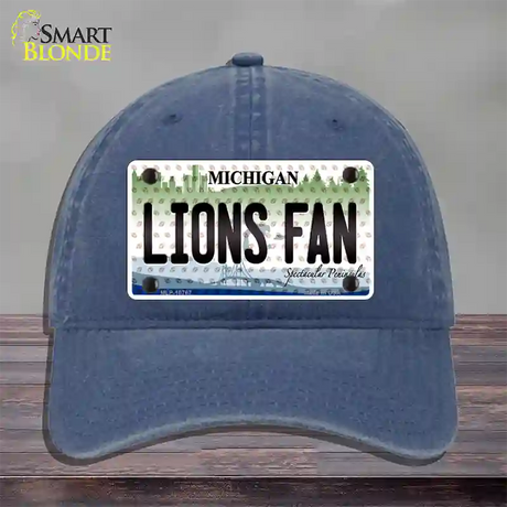 Lions Fan Michigan Novelty License Plate Hat Unconstructed Cotton / Navy