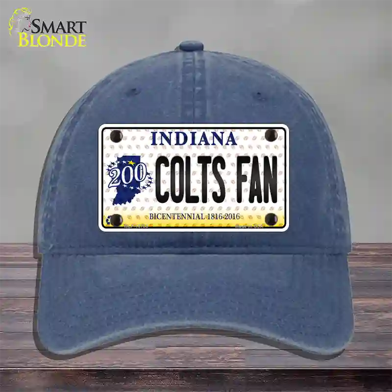 Colts Fan Bicentennial Indiana Novelty License Plate Hat Unconstructed Cotton / Navy