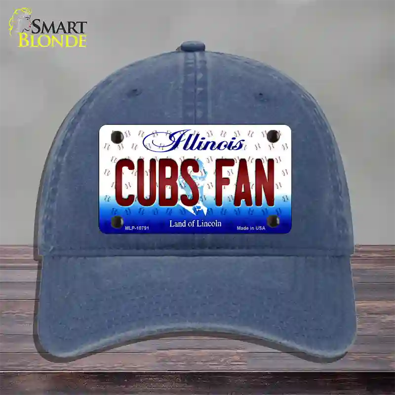 Cubs Fan Illinois Novelty License Plate Hat Unconstructed Cotton / Navy