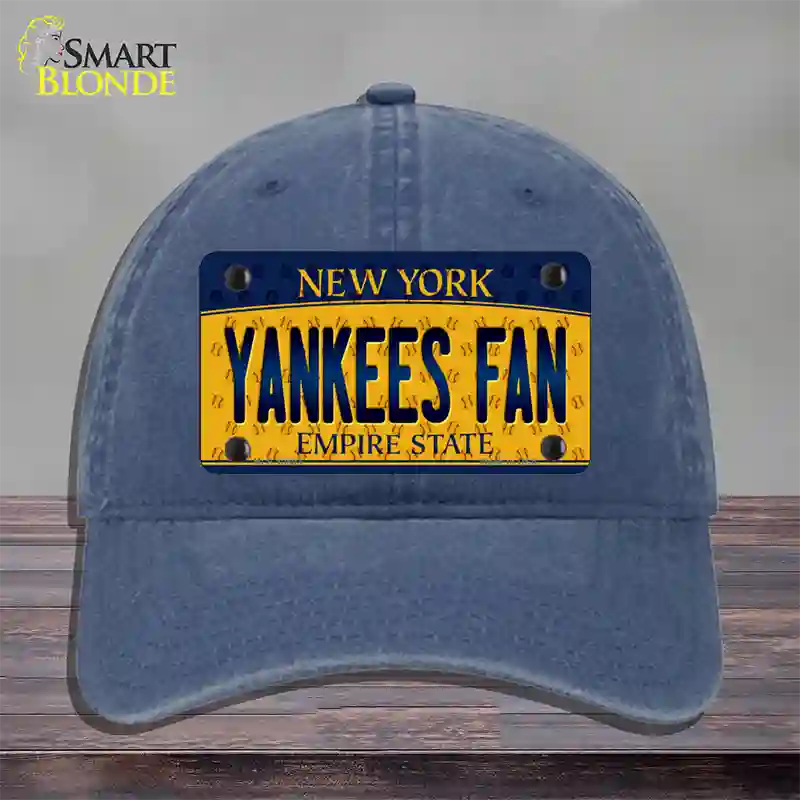 Yankees Fan New York Novelty License Plate Hat Unconstructed Cotton / Navy