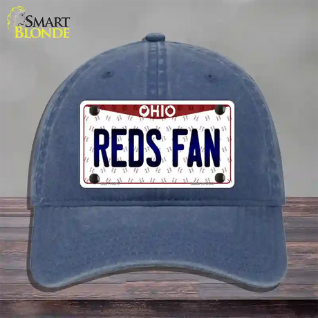 Reds Fan Ohio Novelty License Plate Hat Unconstructed Cotton / Navy