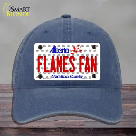 Flames Fan Alberta Novelty License Plate Hat Unconstructed Cotton / Navy