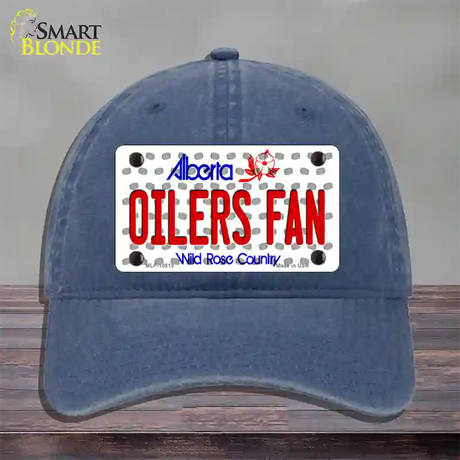 Oilers Fan Alberta Novelty License Plate Hat Unconstructed Cotton / Navy