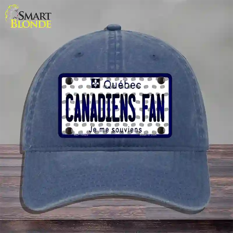 Canadiens Fan Quebec Novelty License Plate Hat Unconstructed Cotton / Navy