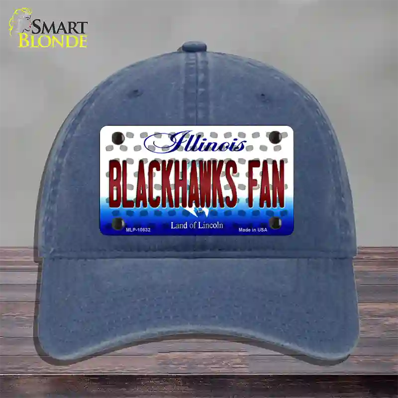 Blackhawks Fan Illinois Novelty License Plate Hat Unconstructed Cotton / Navy