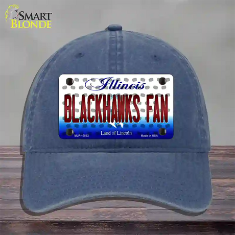 Blackhawks Fan Illinois Novelty License Plate Hat Unconstructed Cotton / Navy