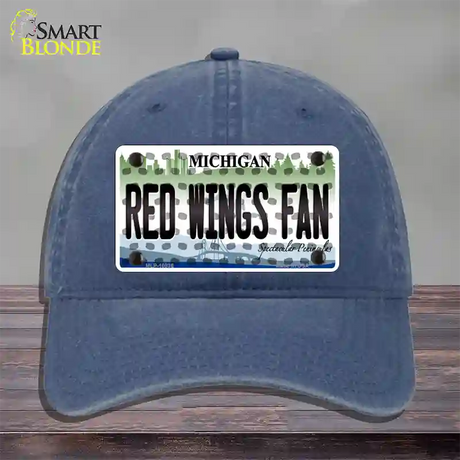 Red Wings Fan Michigan Novelty License Plate Hat Unconstructed Cotton / Navy